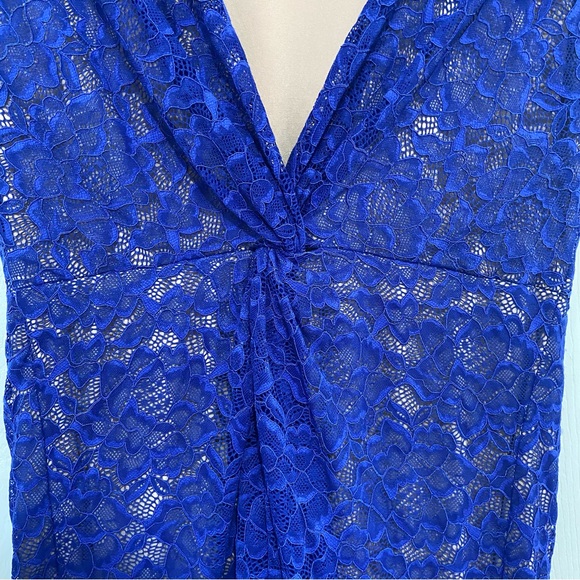 Dress the Population Kendra Body-Con Low-Back Blue Lace Midi Dress XL - Picture 7 of 9